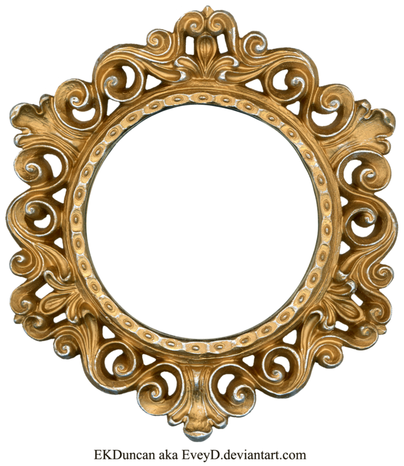 Golden Round Frame Photo PNG Image