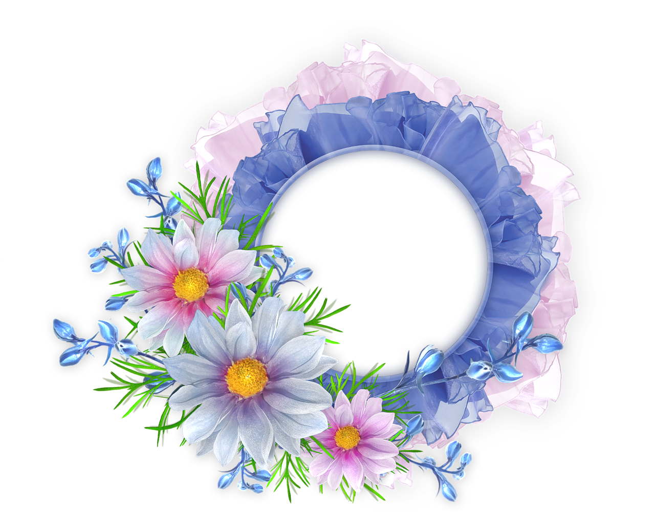 Floral Round Frame Image PNG Image