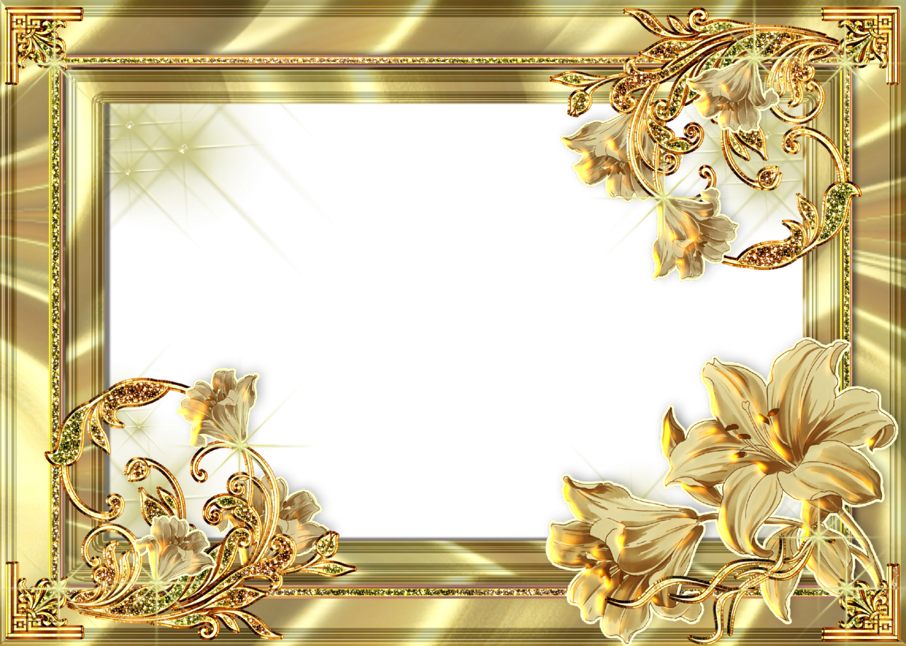 Gold Flower Frame Photos PNG Image