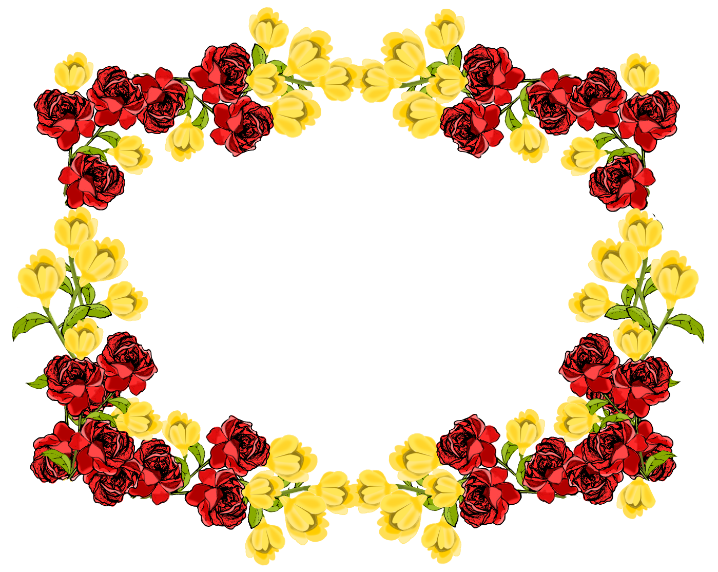 Red Flower Frame Picture Transparent PNG Image