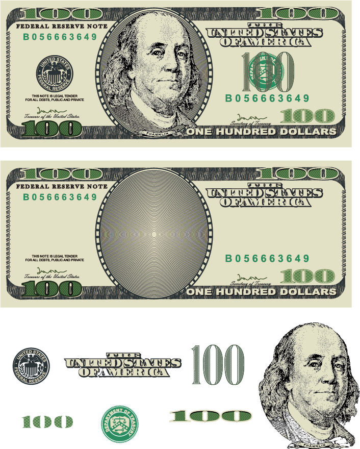 United Bill Dollar One-Dollar One States Vector PNG Image