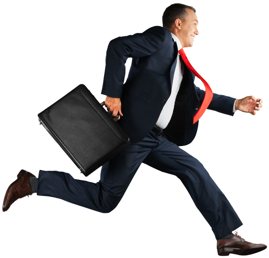 Running Businessperson Briefcase Business Recruiter Free Frame PNG Image