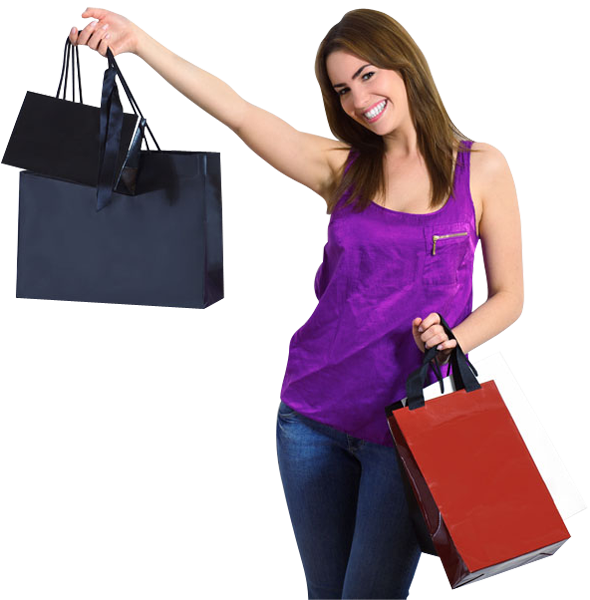 Fashion Shopping Cheerful Bag Holding Girl PNG Image