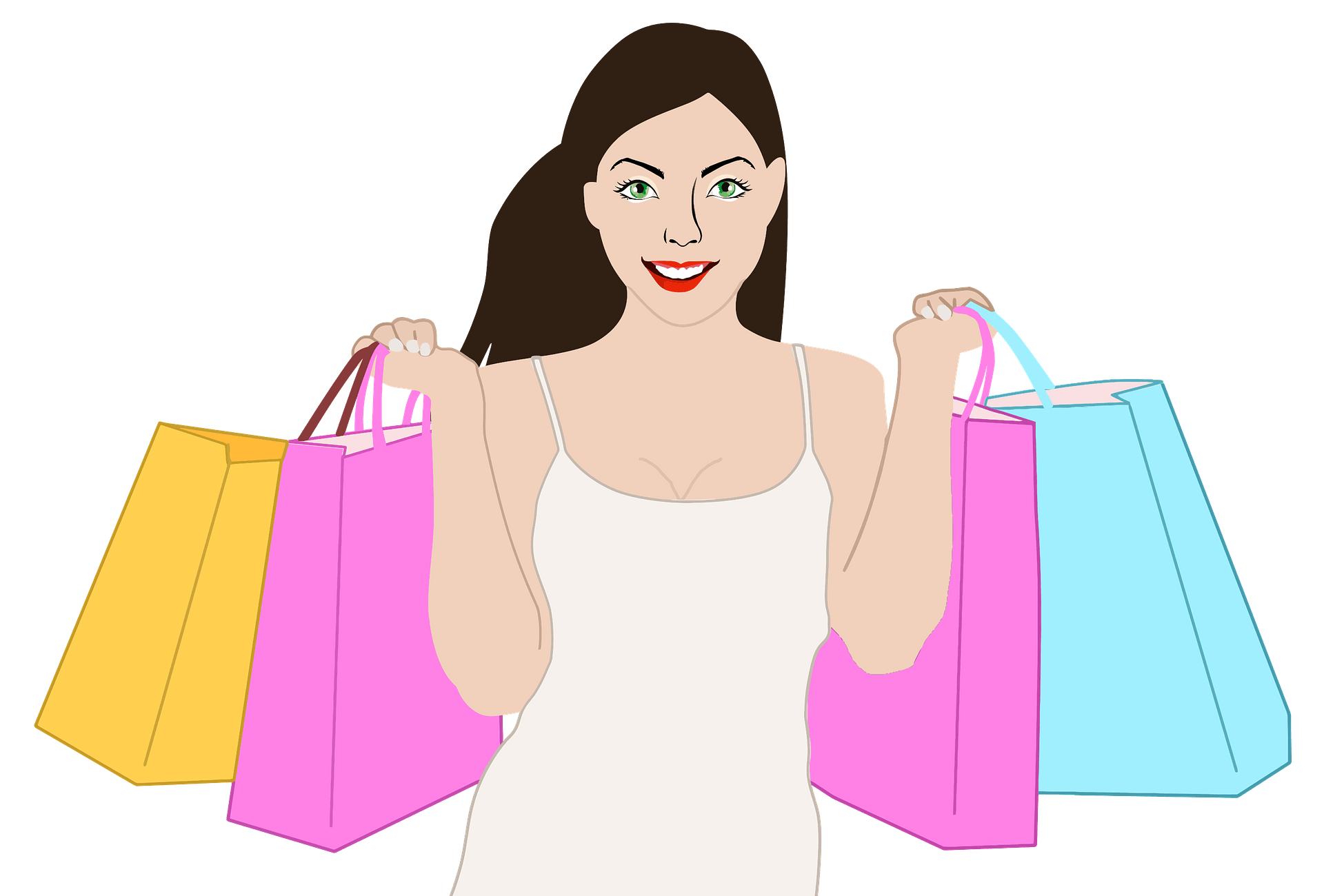 Bag Girl Vector Shopping Holding PNG Image