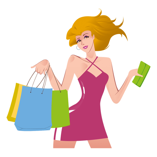 Bag Girl Vector Shopping Holding PNG Image