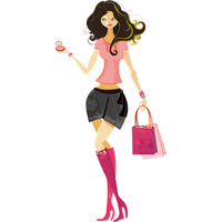 Vector Girl Makeup Shopping Free Photo PNG