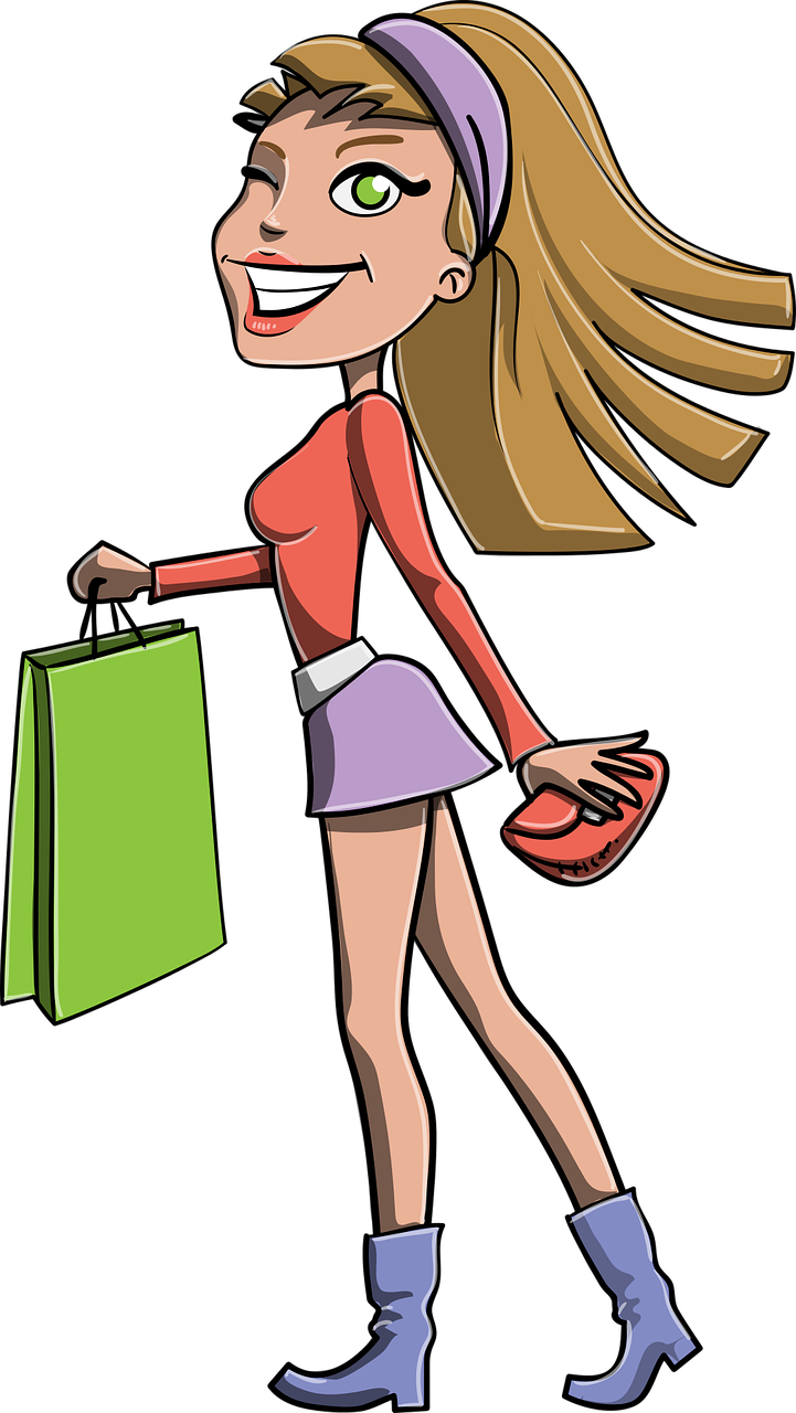 Short Shopping Vector Smiling Skirt Girl PNG Image