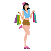 Smiling Vector Shopping Girl Shorts PNG