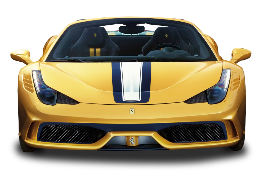 Front Ferrari Yellow View Download HD PNG Image