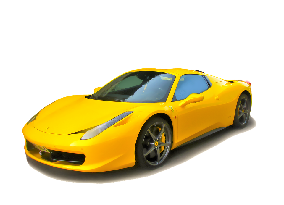 Ferrari Side Yellow View PNG Download Free PNG Image