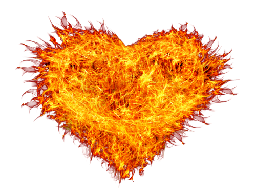 Fire Heart Vector Flame Burning PNG Image
