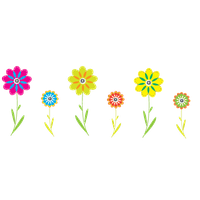 Colorful Flowers Clipart PNG Image