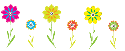 Colorful Flowers Clipart PNG Image