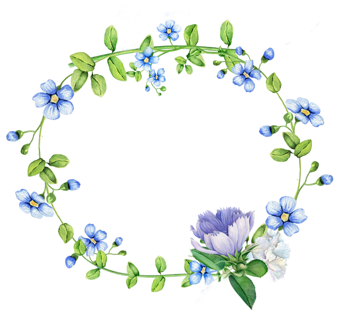 Blue Flowers Border Wreath PNG File HD PNG Image
