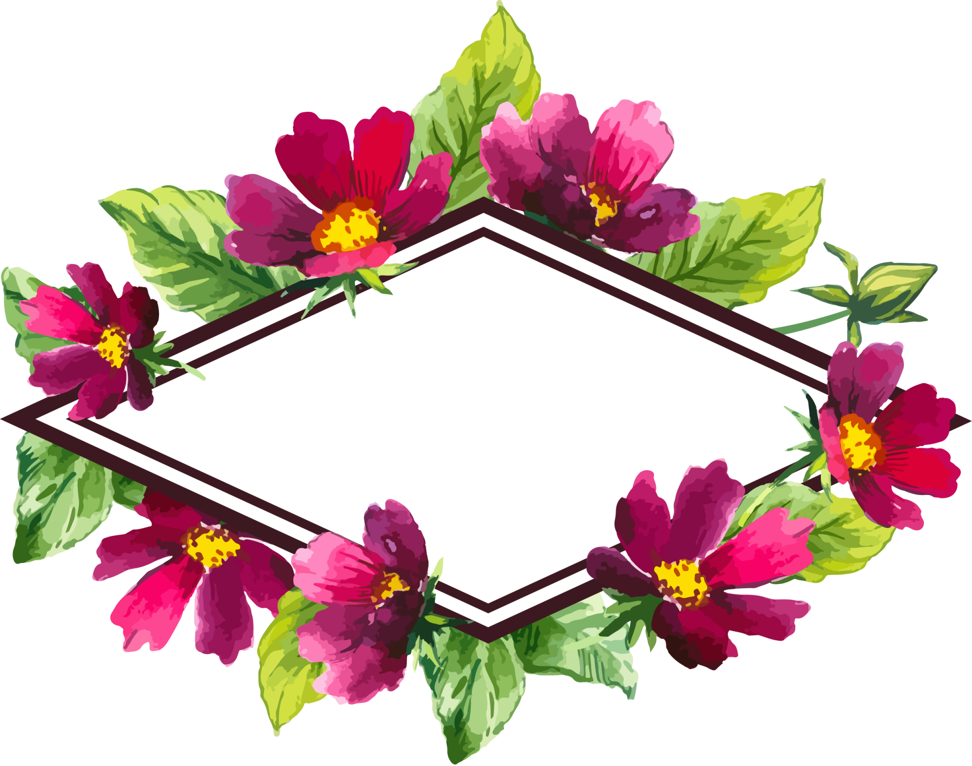 Download Flower Purple Frame Illustration Design Floral HQ PNG Image