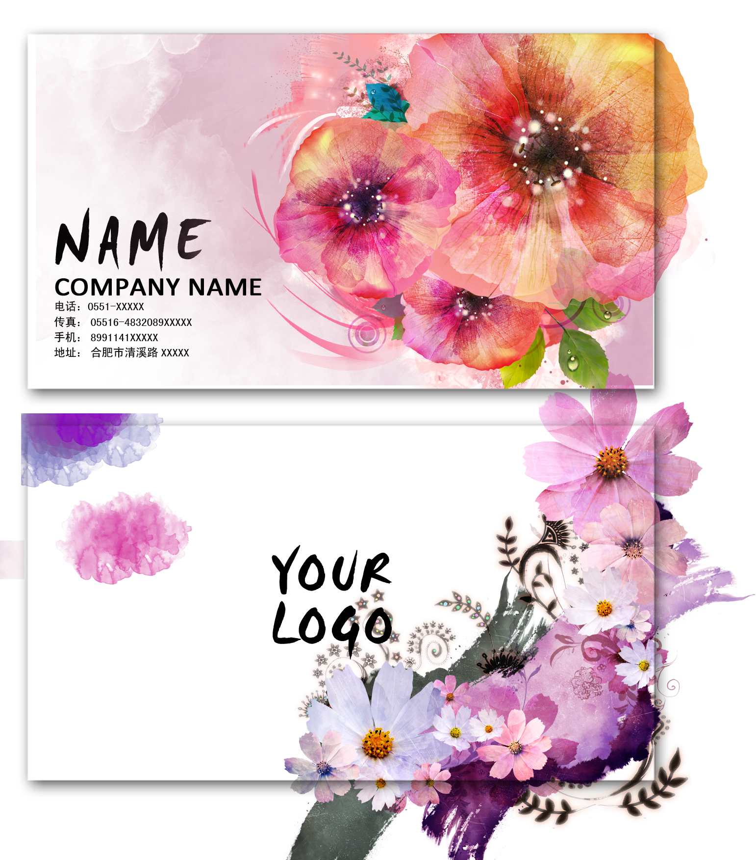 Flower Design Card Business Visiting PNG Free Photo PNG Image