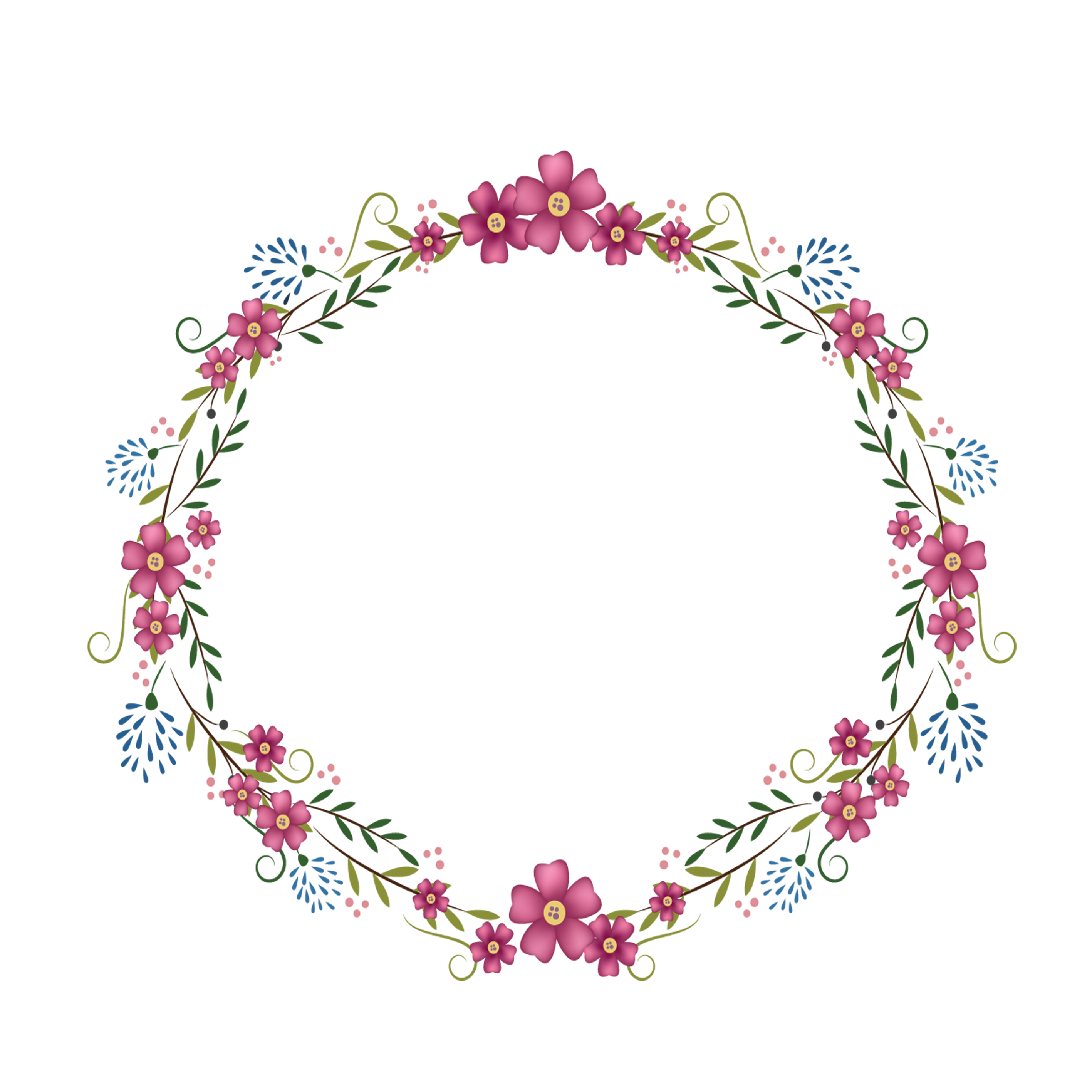 Flowers Circle Frame SVG File