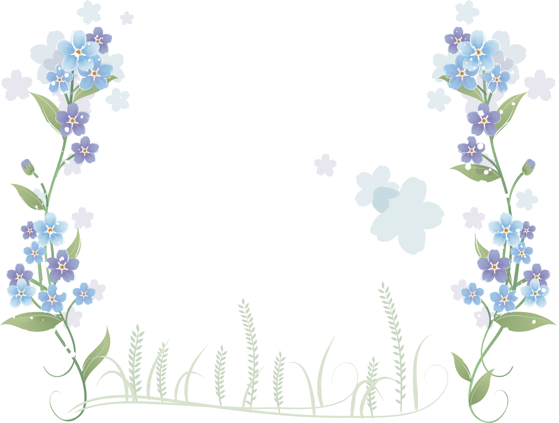 67452 Blue Flowers Flower Border Hand Painted Free Clipart Hq 