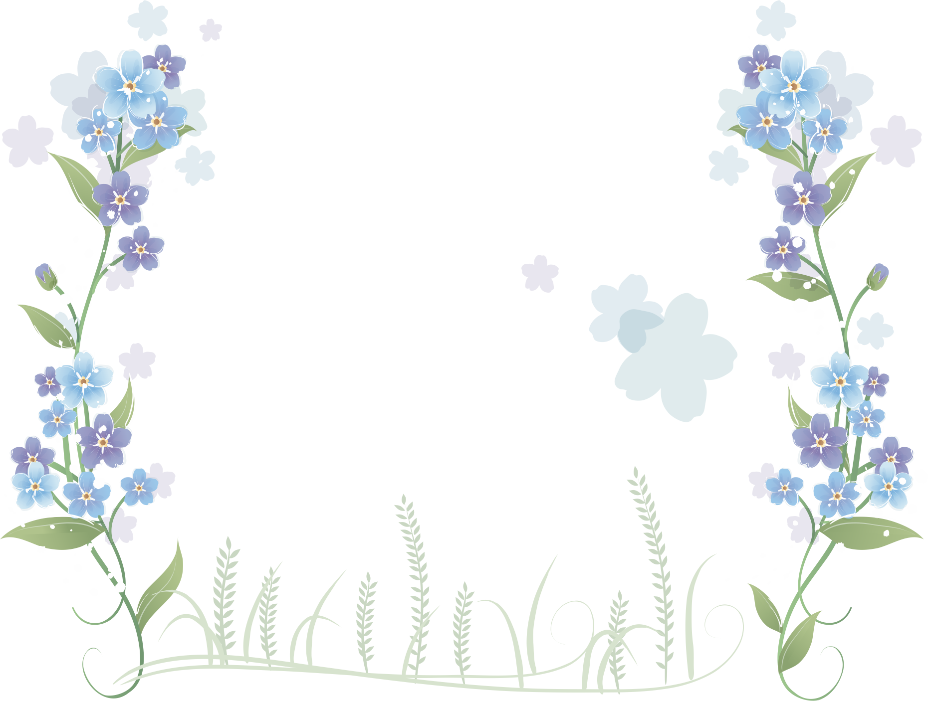 Printable Blue Flower Frame