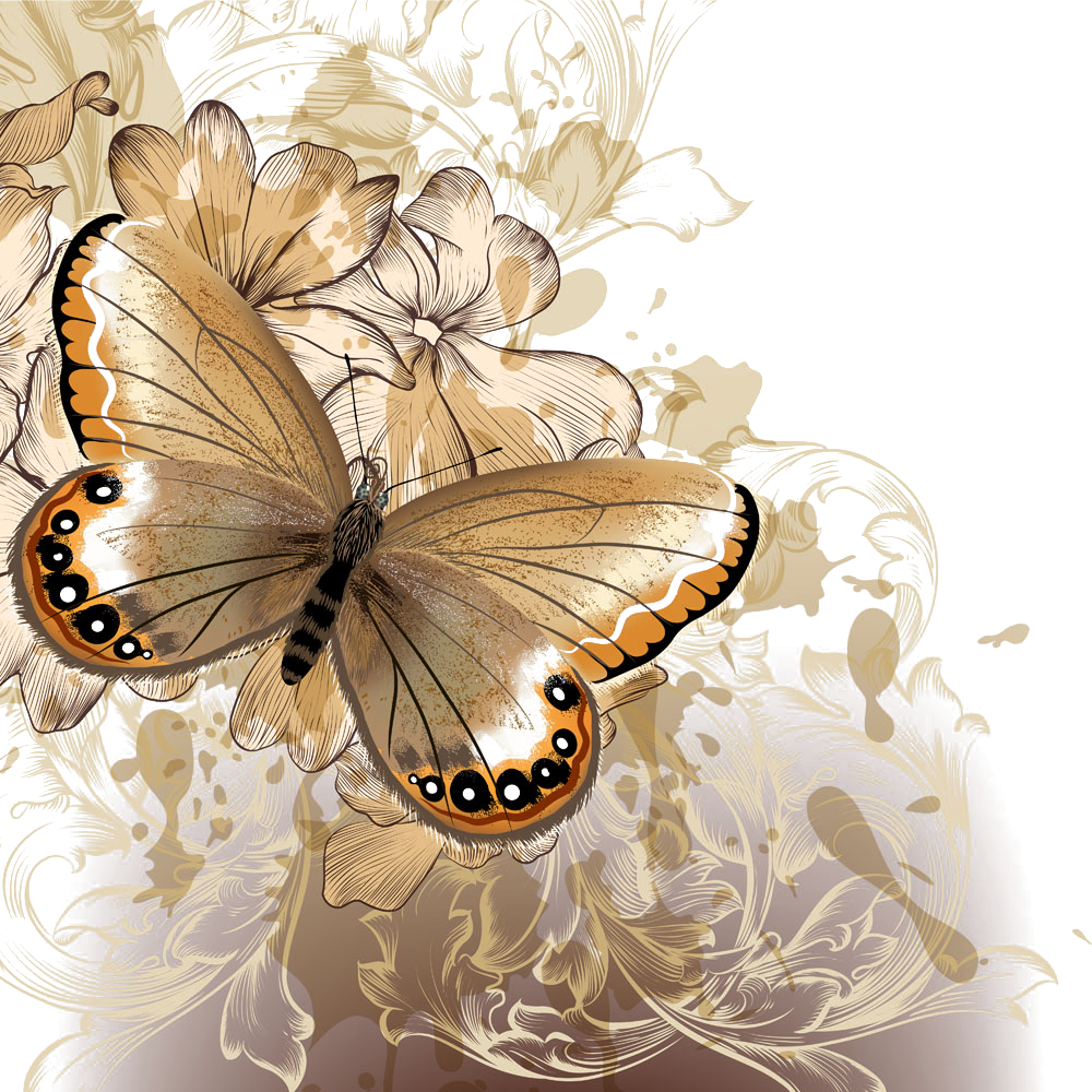 Crossstitch Butterfly Flower Fractal Stitch Free Photo PNG PNG Image