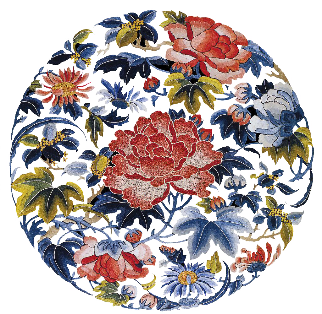 Plate Designs Flower Chinese Traditional China Embroidery PNG Image