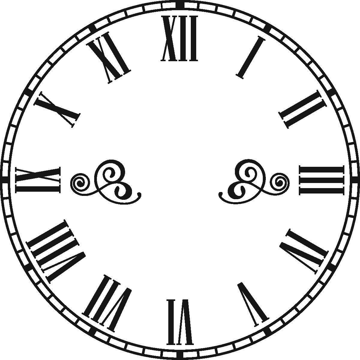 Numerals Art Clock Face Roman Angle Line PNG Image