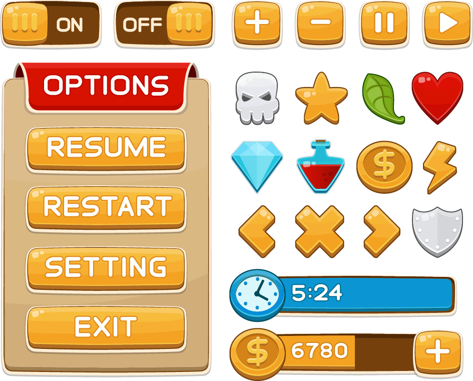 Area Text Button Game User Interface PNG Image