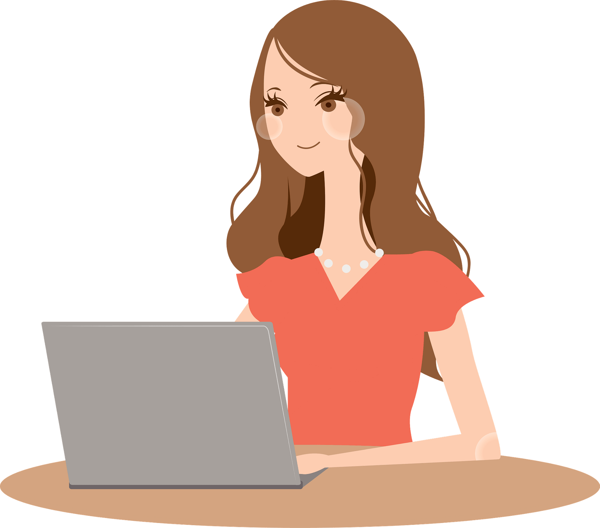 Using Girl Laptop Business Download HQ PNG Image