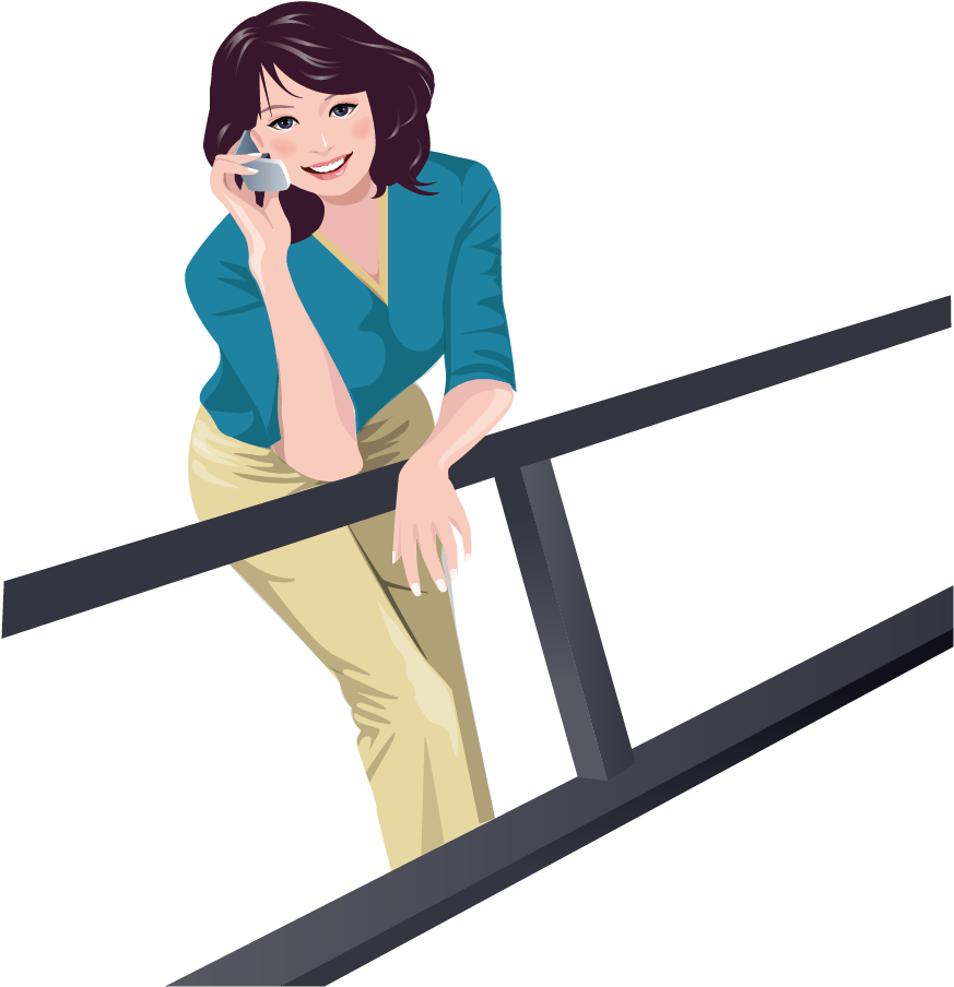 Mobile Using Girl Vector Phone PNG Image