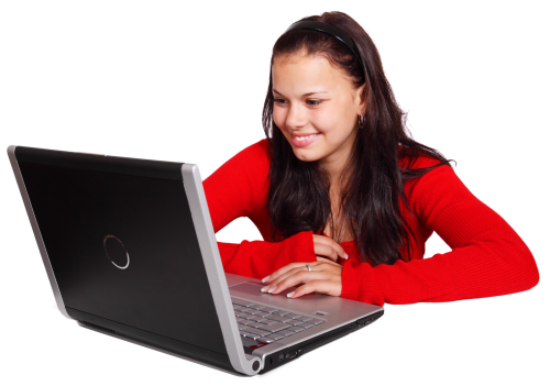 Professional Girl Laptop Using Free HD Image PNG Image