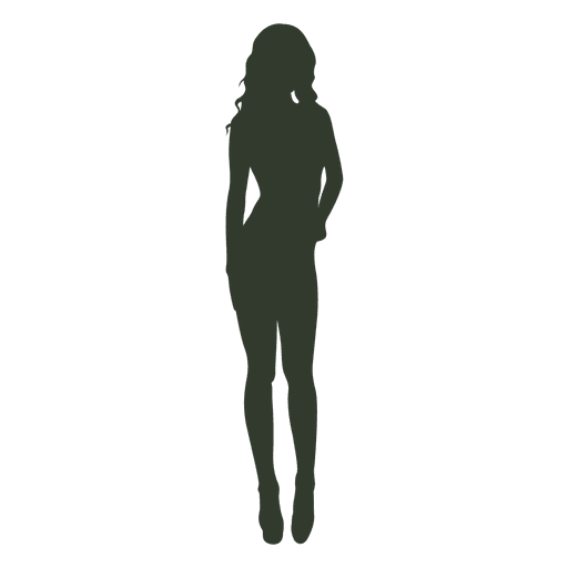 Standing Girl Vector Silhouette Pose PNG Image