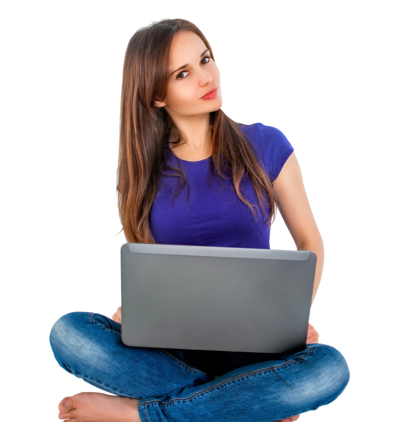 Using Girl Laptop Sitting PNG Download Free PNG Image