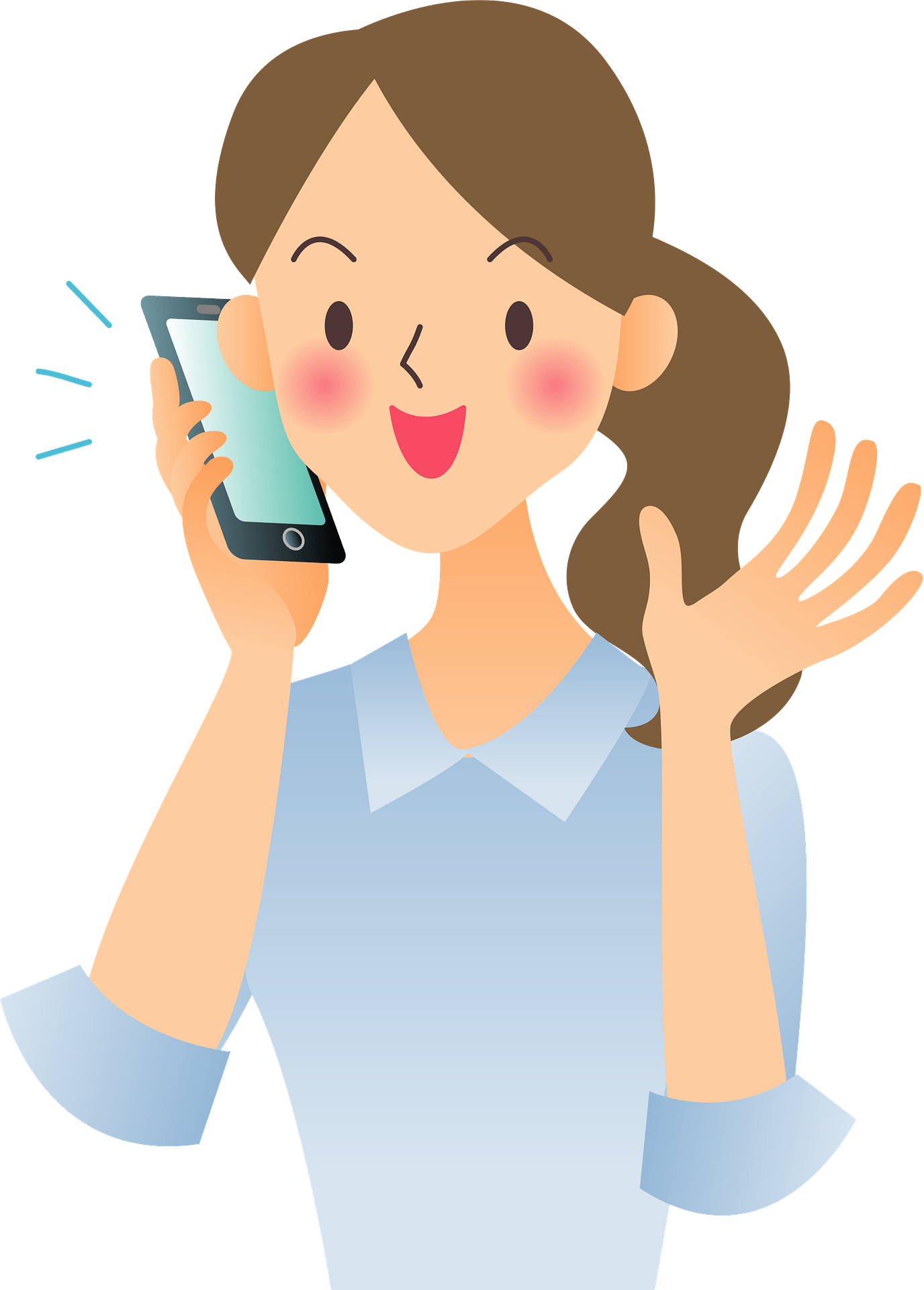 Mobile Using Smiling Girl Phone PNG Image