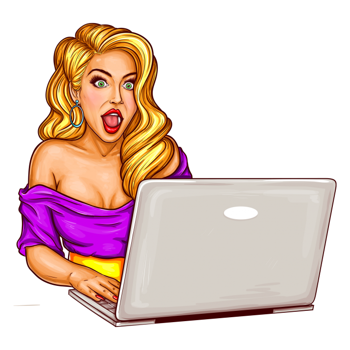 Surprise Girl Laptop Using Download Free Image PNG Image