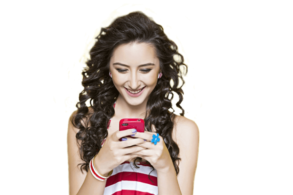Mobile Using Girl Texting Phone PNG Image