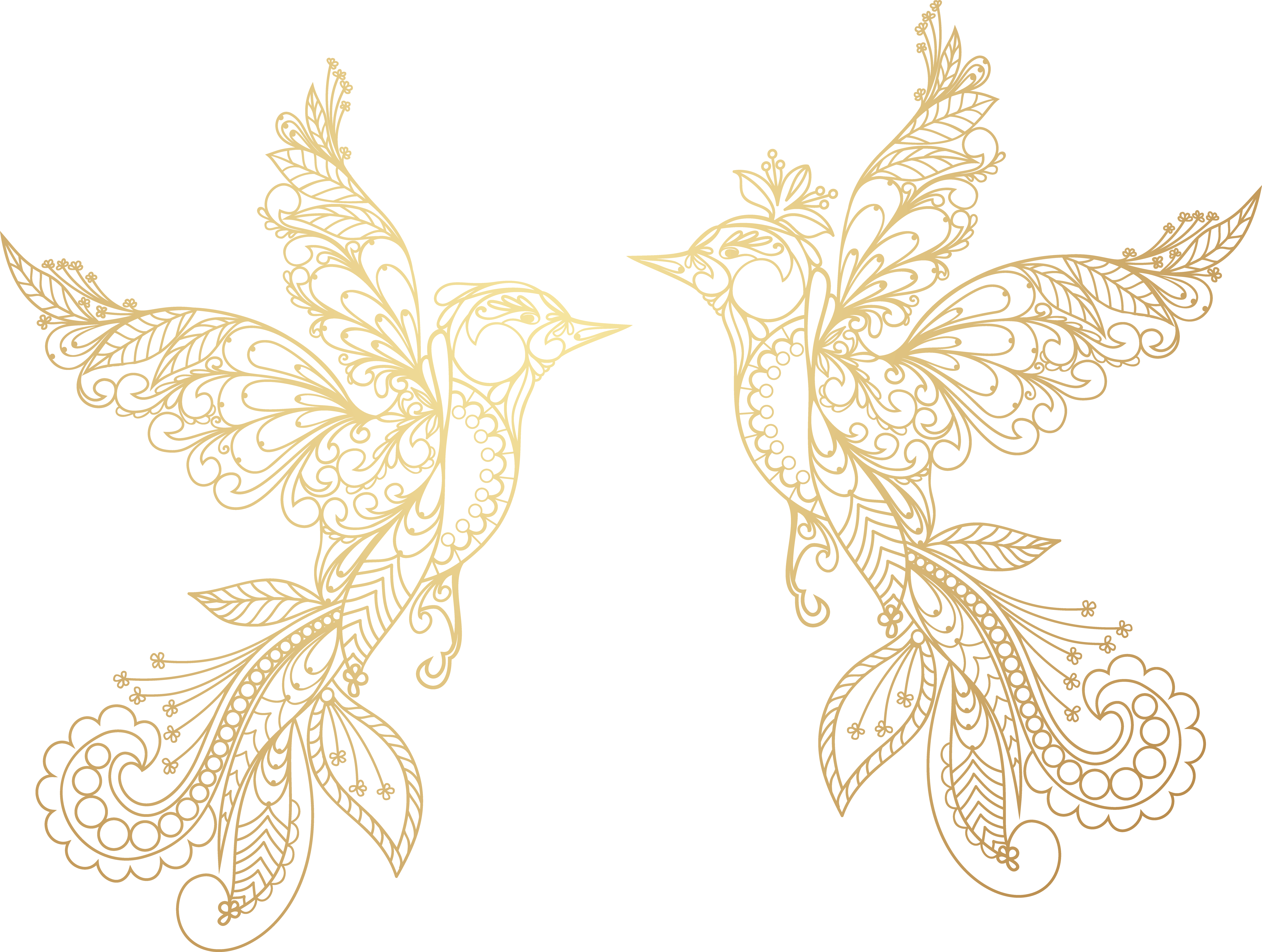 Golden Nature Transfer Birds Textile Earring Bird PNG Image