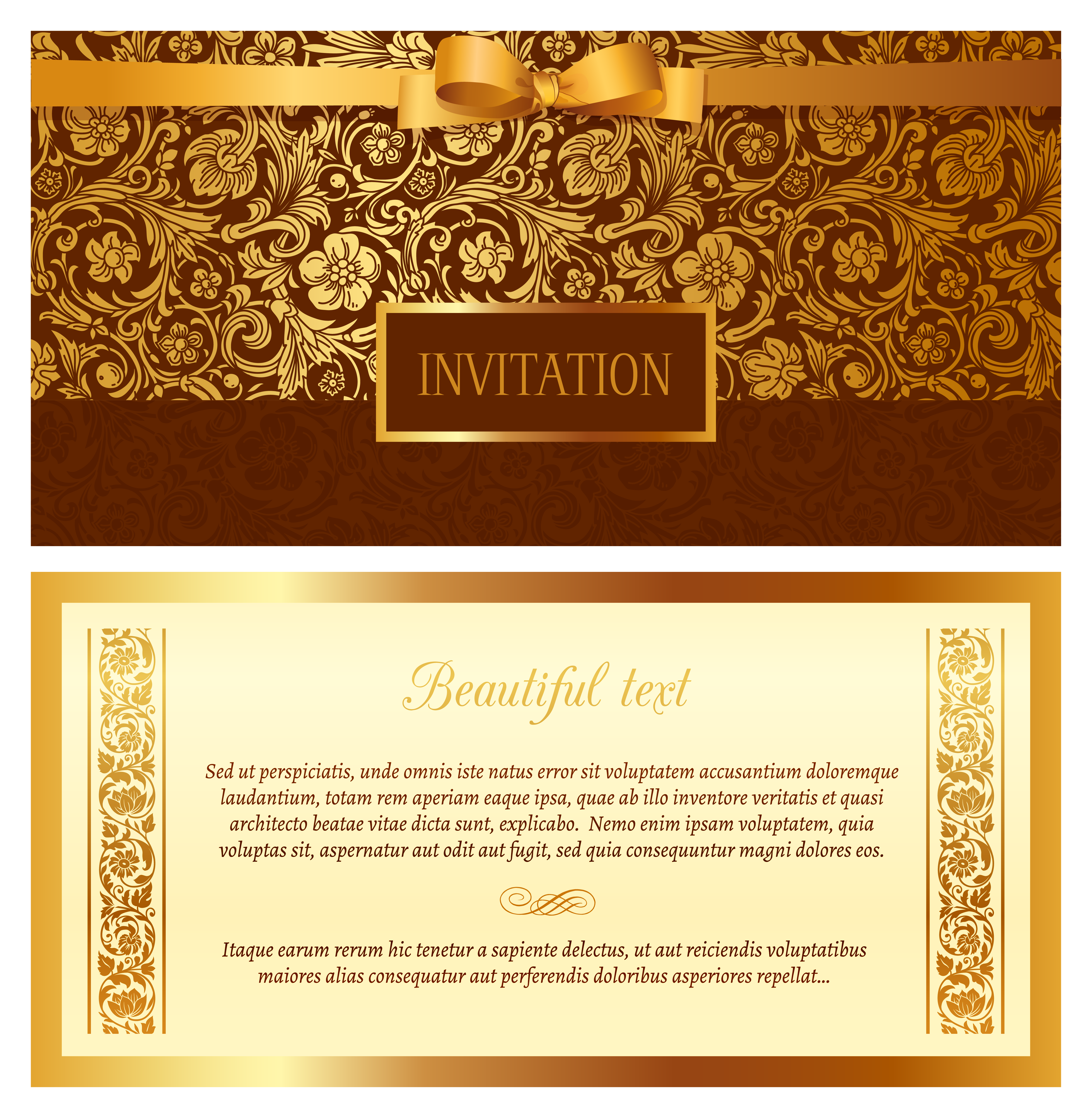 Golden Wedding Ornament Euclidean Vector Invitation PNG Image