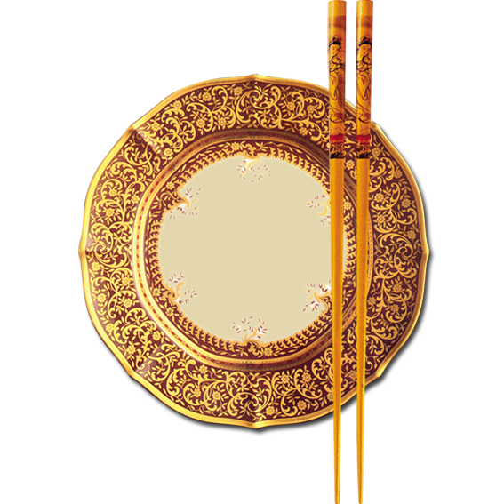 Cuisine Chinese Gold Chinoiserie Metal Chopsticks PNG Image
