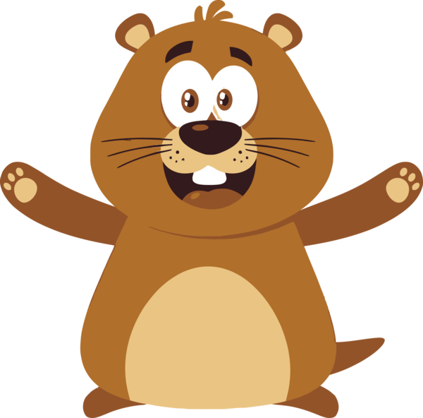 Groundhog Day Cartoon Beaver For Ball Drop PNG Image