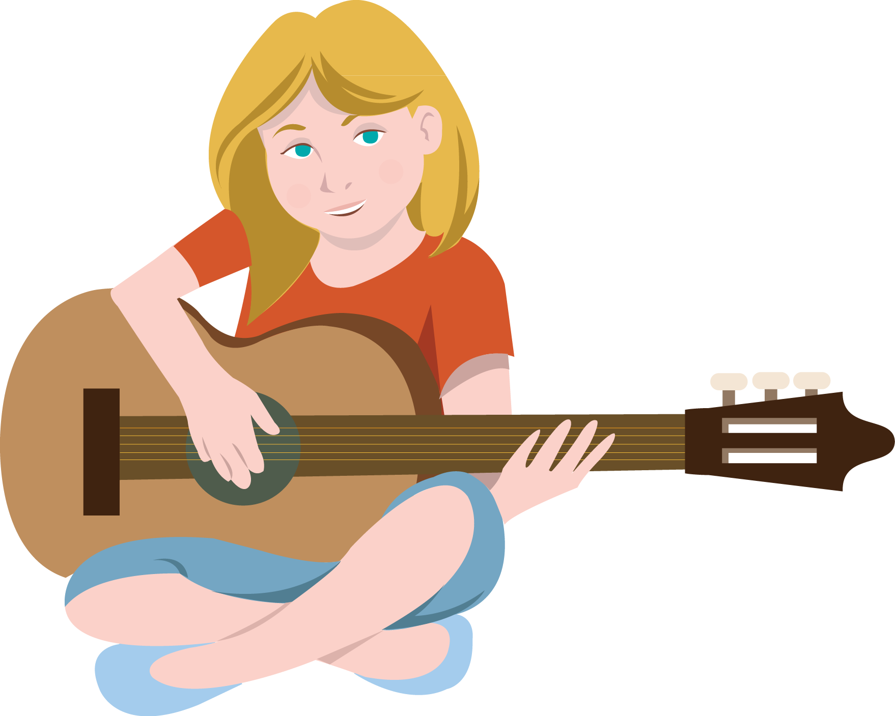 Guitar Acoustic Girl Free PNG HQ Transparent PNG Image