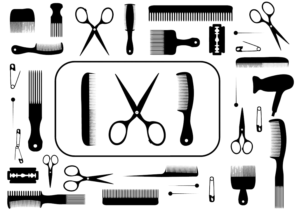 Clipper And Beauty Parlour Hair Black White PNG Image