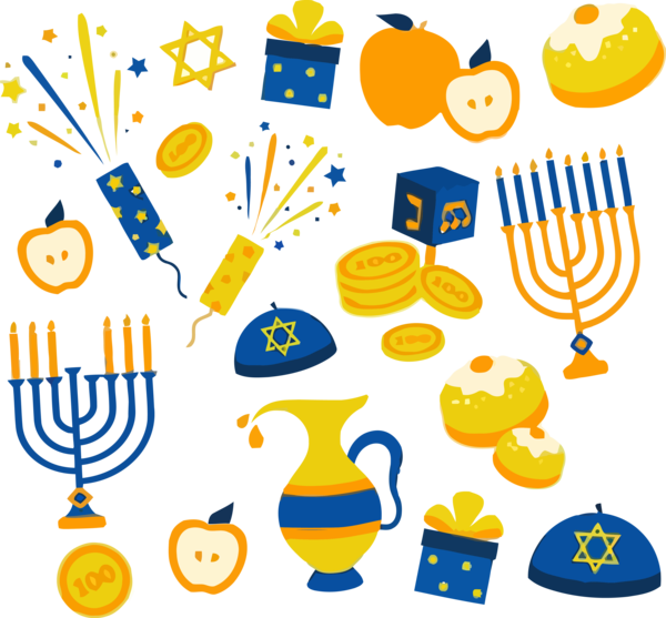 Hanukkah Yellow Design Celebrating For Happy Countdown PNG Image