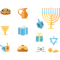 Hanukkah Yellow Line Icon For Happy Eve Party