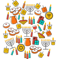 Hanukkah Orange Design Line For Happy Around The World