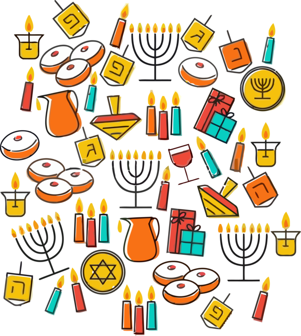 Hanukkah Orange Design Line For Happy Around The World PNG Image