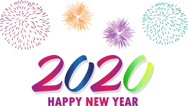 New Years 2020 Fireworks Text Day For Happy Year Holiday PNG Image