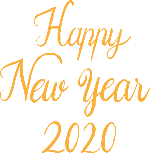 New Year 2020 Font Text Calligraphy For Happy Party 2020 PNG Image