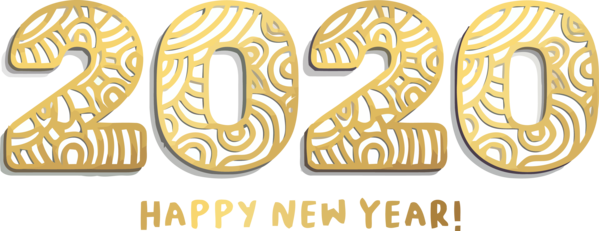 New Year 2020 Font Text Number For Happy Holiday PNG Image