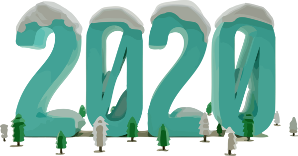 New Years 2020 Green Text Font For Happy Year Drawing PNG Image