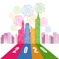 New Year Landmark Human Settlement Skyline For Happy 2020 Games